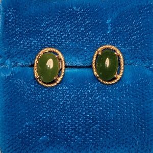 14k Gold and Jade stud earrings.